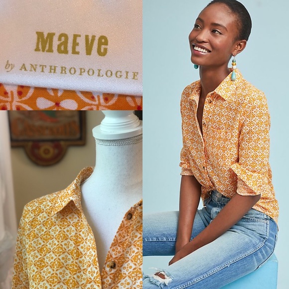 Anthropologie Tops - anthropologie maeve orange button down